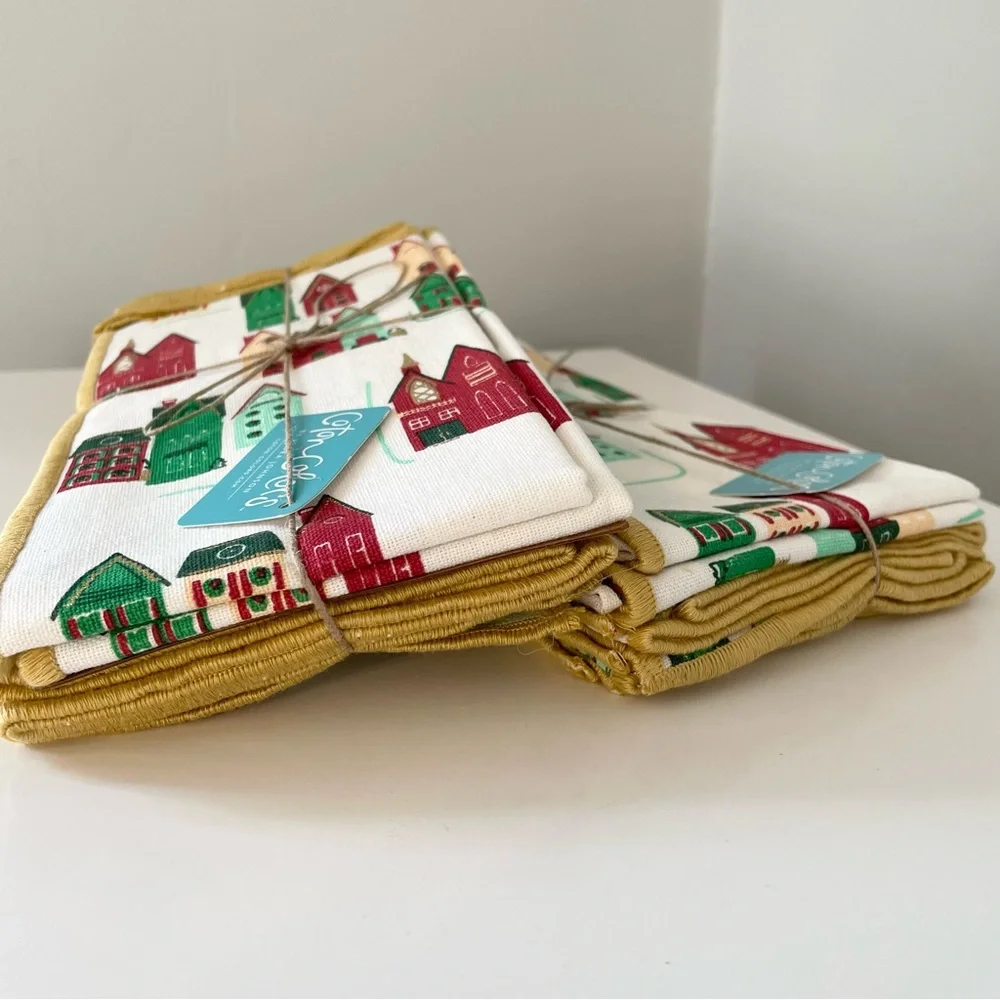 SET of 8 Holiday Napkins by Coton Colors